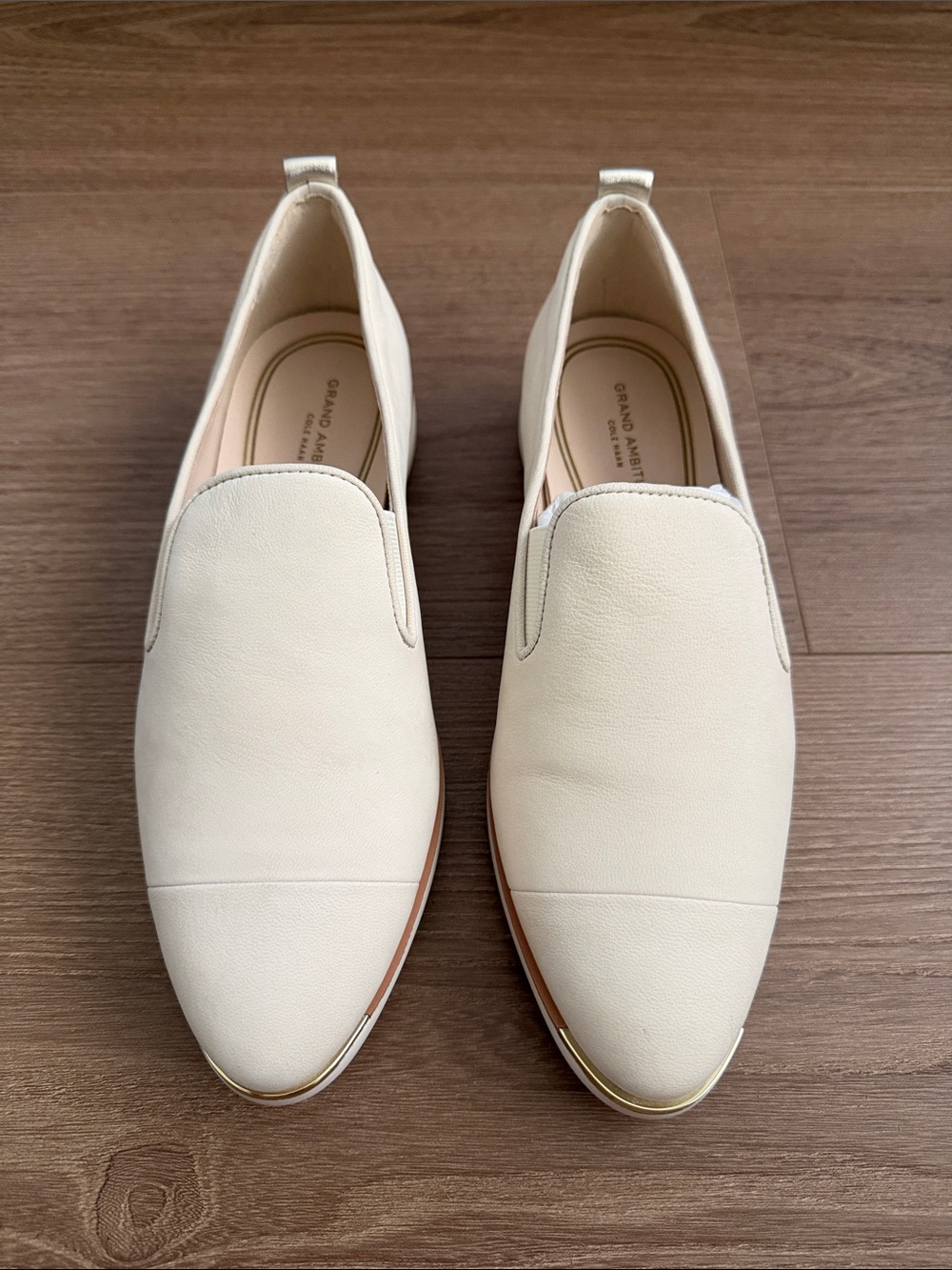 Cole Haan grand ambition Cream Slip-On sneaker with Subtle Gold Trim
